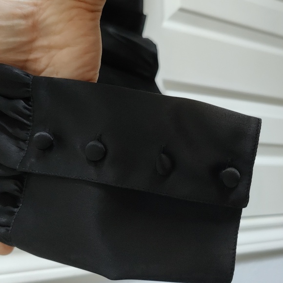 Women's Elegant 100% silk Stand Collar Blouse with detachable ruffle tie - Picture 8 of 8